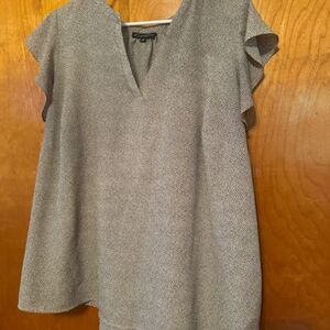 Adrianna Papell cream Flowy Short Sleeve Pullover Blouse